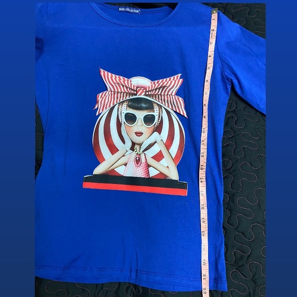 Long Sleeve Top BLUE 3D Size M - Picture 10 of 10